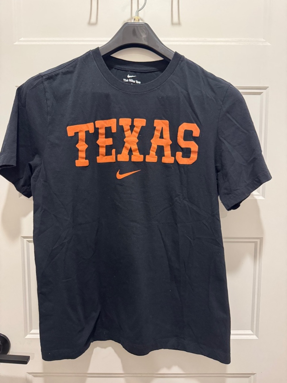Nike Men's Black Short-Sleeve Tee with Orange TEXAS Graphic